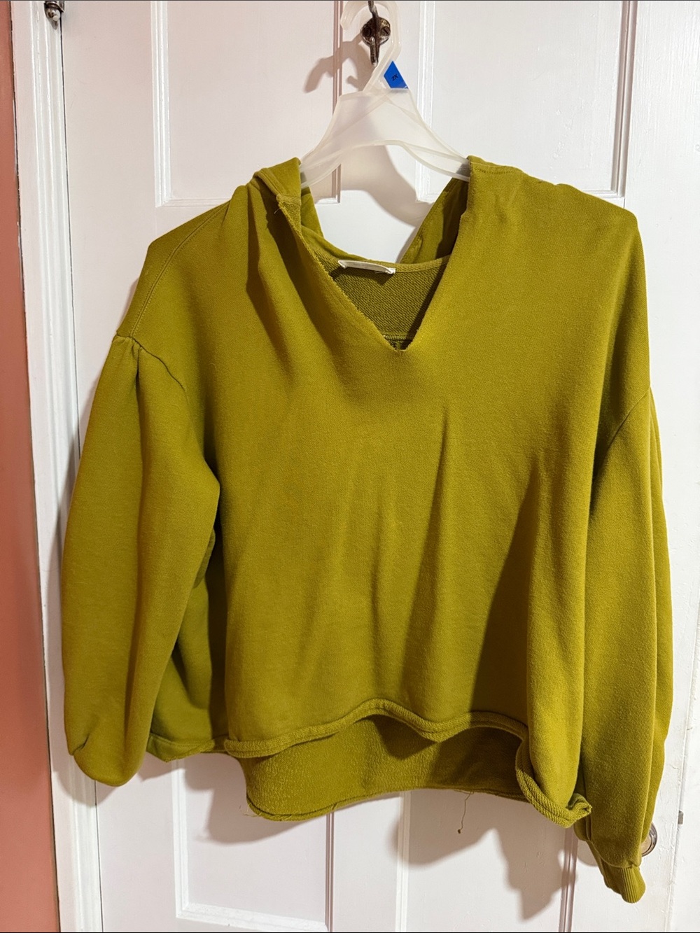 Zenana Outfitters Olive Green V-Neck Hooded Sweatshirt